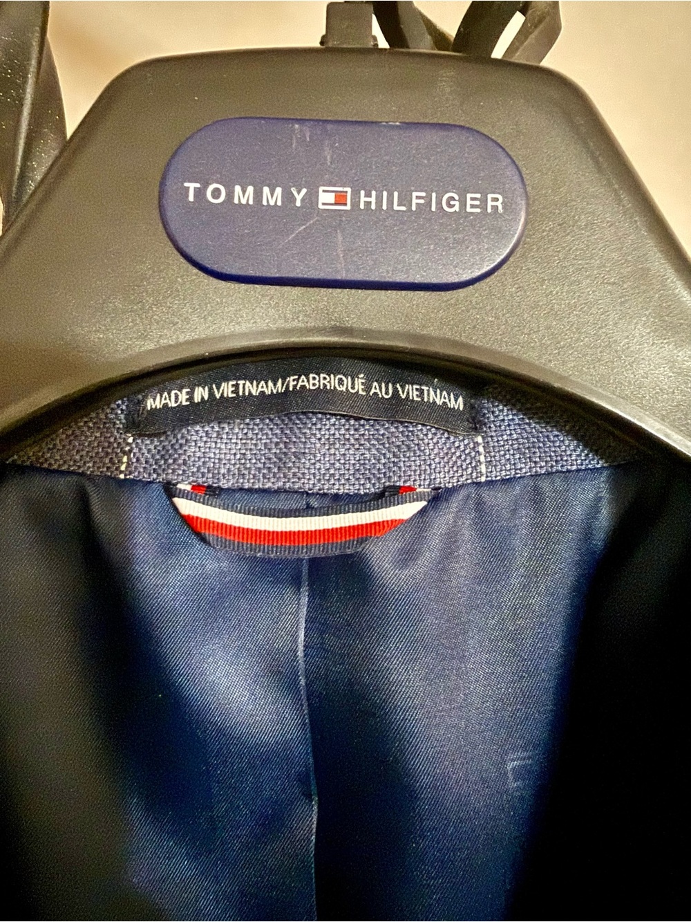 Tommy Hilfiger Men's Navy Blue Blazer with Signature Trim